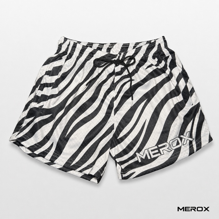 MEROX Zebra Print 5-inch mesh shorts front view