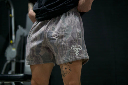 Goat Strength Final Stock – Cotton Old School Camo 5-Inch Shorts