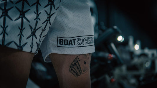 Goat Strength Final Stock – White Half Barbed Wire 5-Inch Mesh Shorts