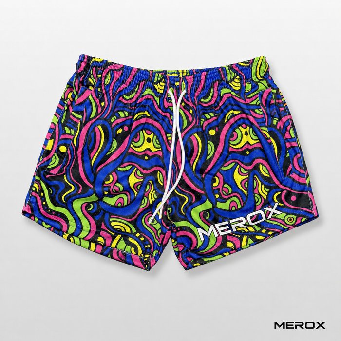 MEROX Psychedelic Rave 5-Inch Mesh Shorts β Unisex Athletic Shorts with Zipper Pockets