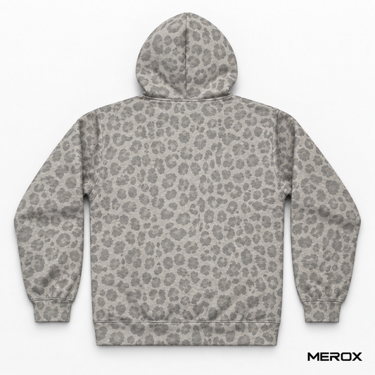 MEROX gray cheetah leopard hoodie back