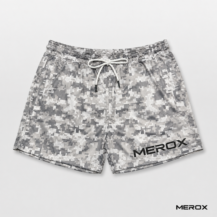 MEROX Digital Camo 5-inch mesh shorts front view