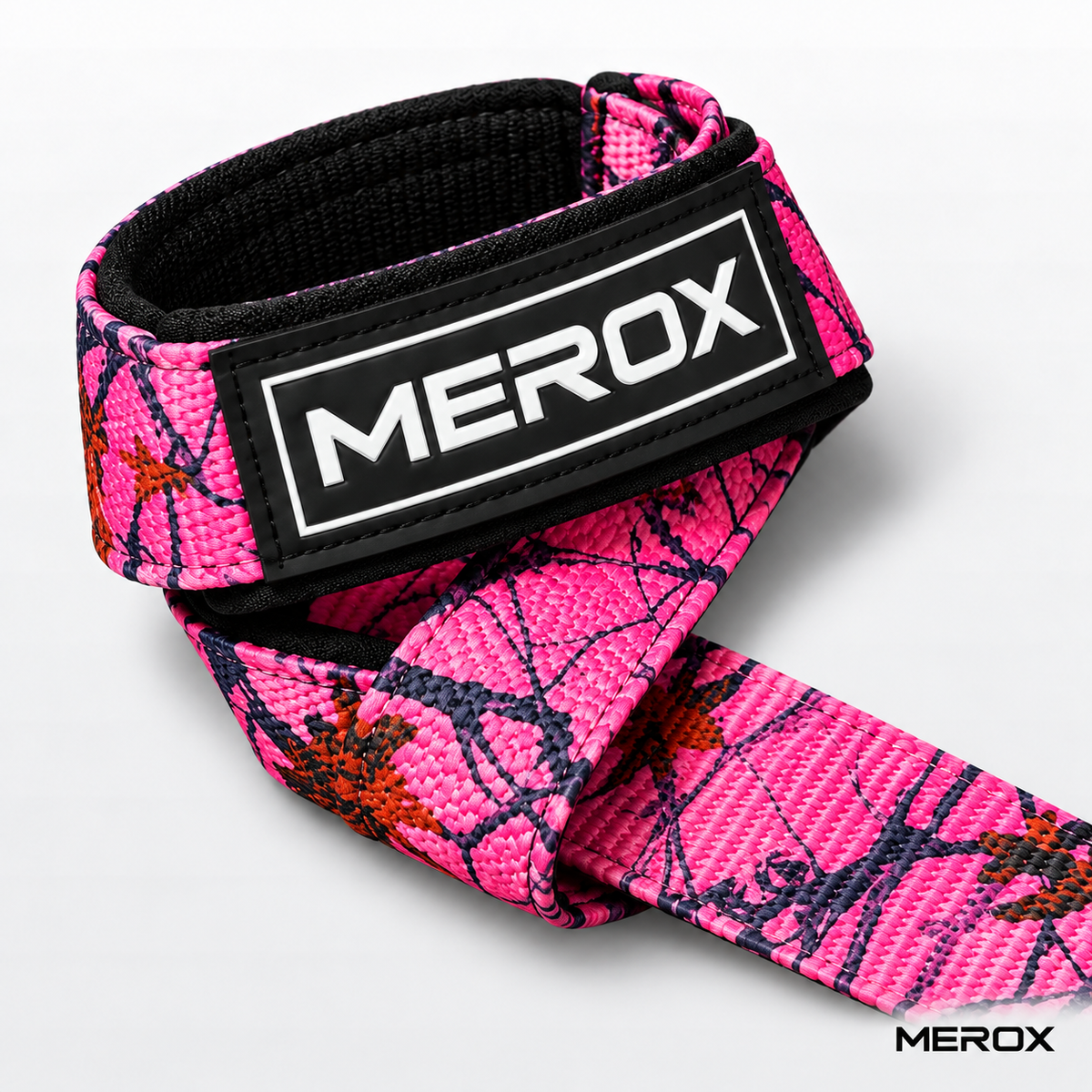 MEROX pink camo weightlifting straps 04 label detail