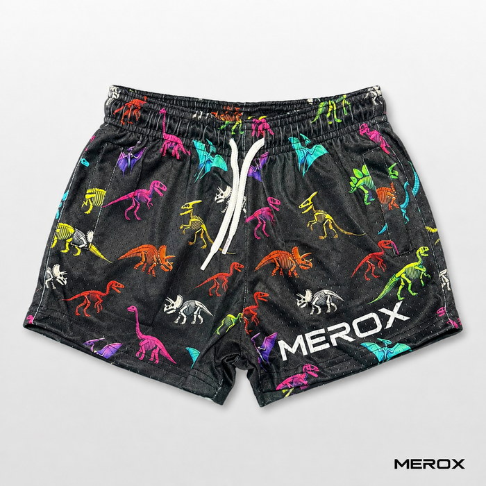 MEROX Youth Dinosaur Mesh Shorts front view