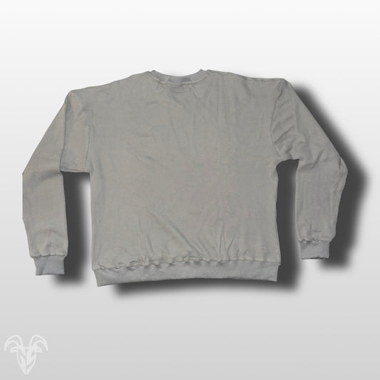 Goat Strength Gray Fleece Embroidered Long Sleeve - Long Sleeve Sweater Crew Neck for Men & Women Sweaters, Cotton Blend