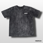 MEROX black and white acid wash T-shirt front with small white chest logo
