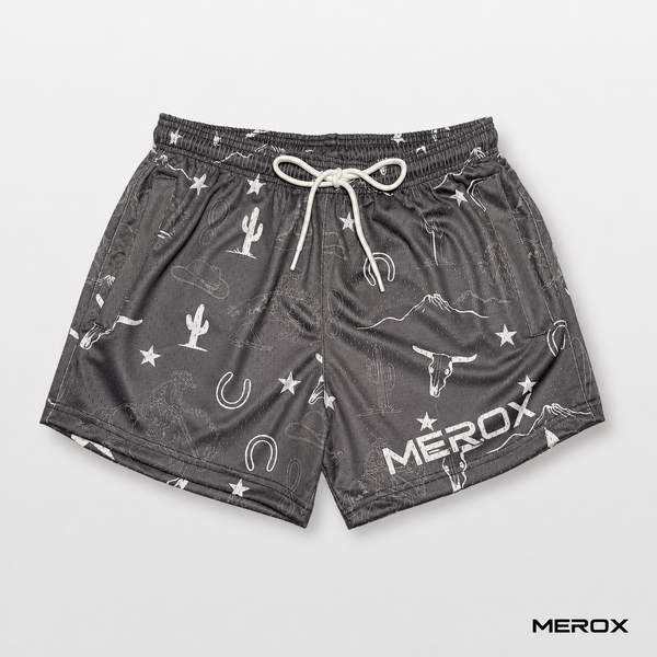 MEROX Western 5 inch mesh shorts front view