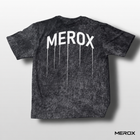 MEROX black and white acid wash T-shirt back with large white drip wordmark