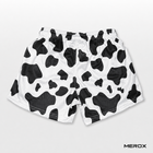 MEROX Black and White Cow Print 5-inch mesh shorts back view