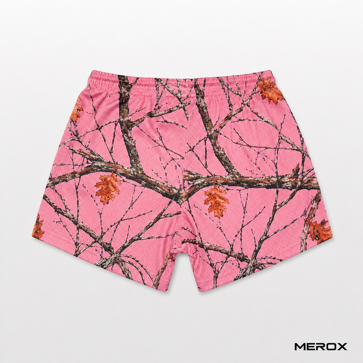 MEROX Pink Camo 5-inch mesh shorts back view