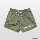 MEROX olive green 5 inch mesh shorts side view
