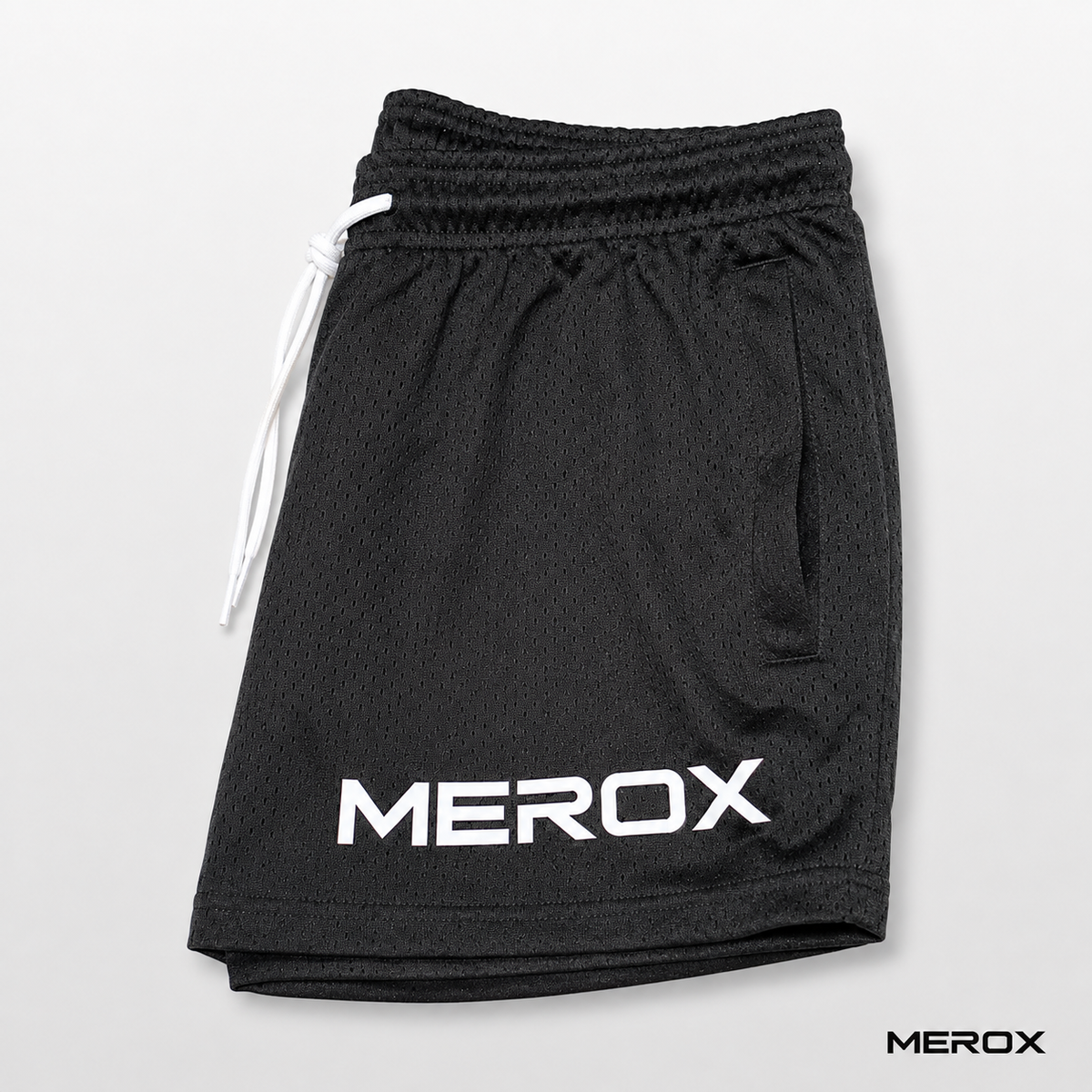 MEROX Solid Black mesh shorts alternate product view