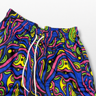 MEROX Psychedelic Rave mesh shorts elastic waistband and drawstring detail