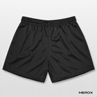 MEROX Solid Black mesh shorts close-up view