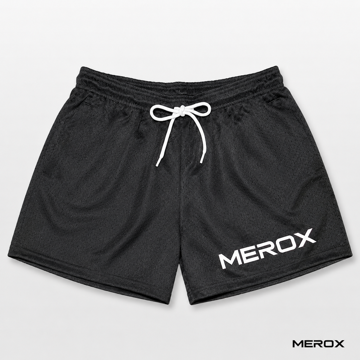 MEROX Solid Black mesh shorts product detail