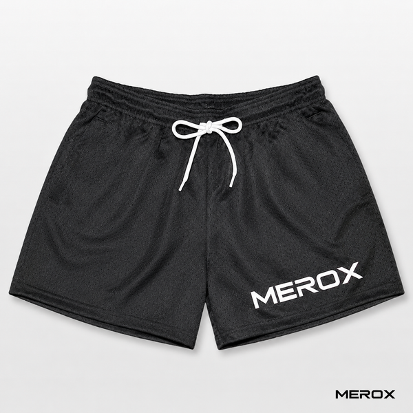 MEROX Solid Black mesh shorts product detail