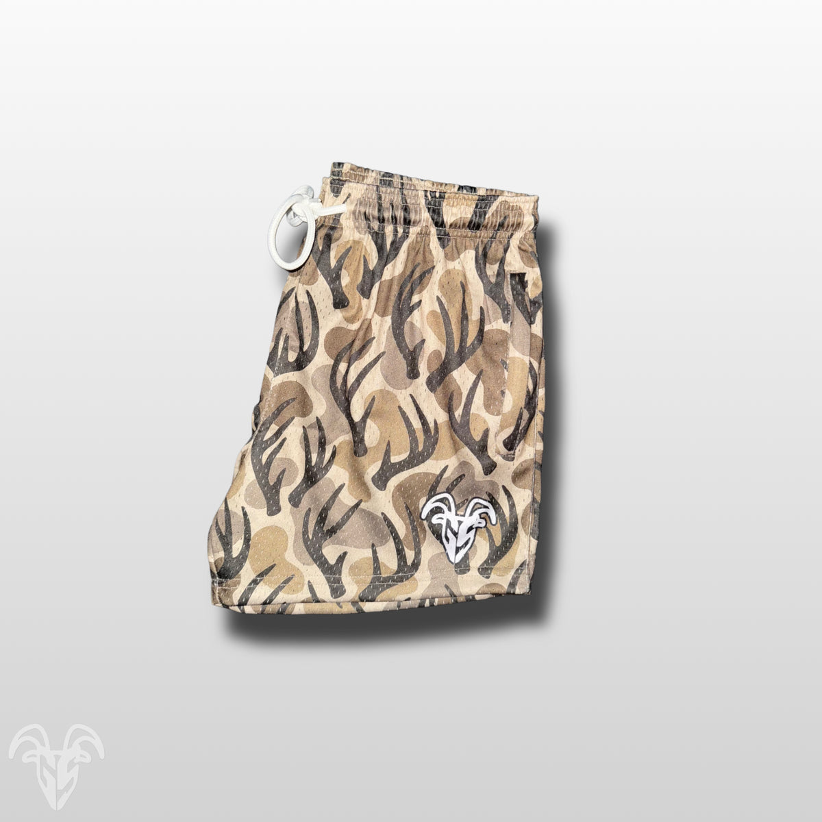 Goat Strength Antler Camo mesh shorts final stock image 4