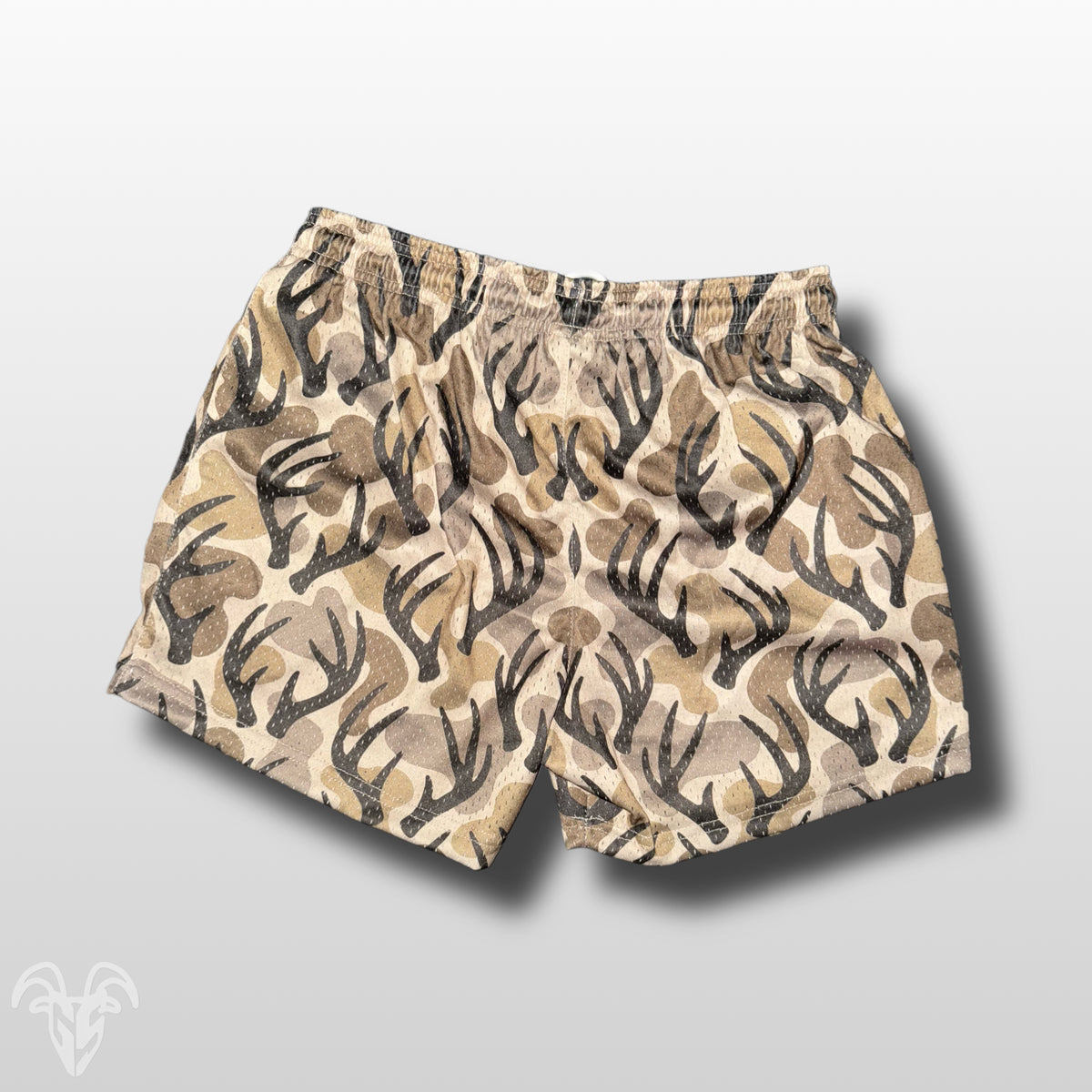 Goat Strength Antler Camo mesh shorts final stock image 3
