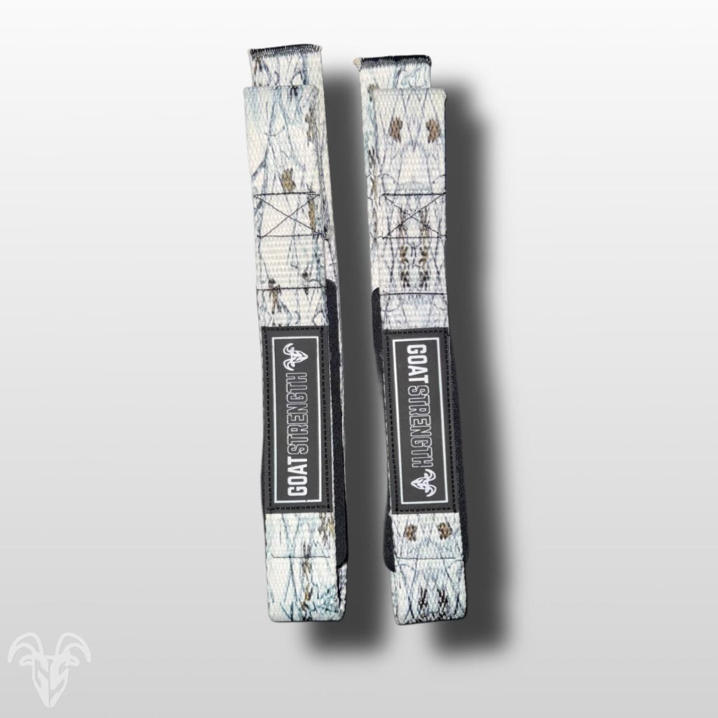 Goat Strength Final Stock – White Camo Lifting Straps (1 Pair)