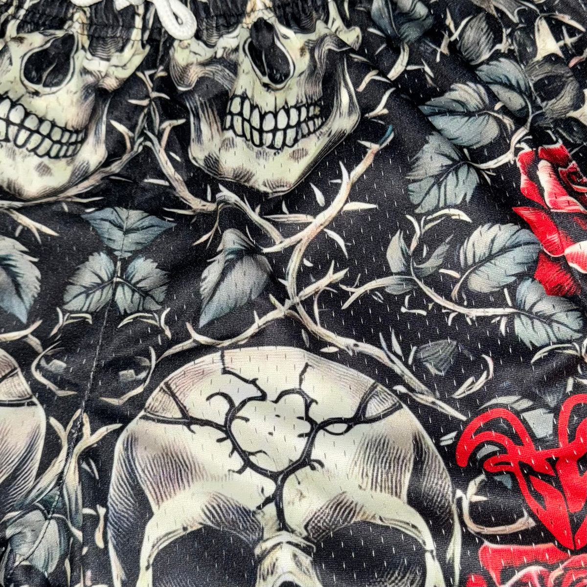 Goat Strength Final Stock – Skull and Roses 5-Inch Mesh Shorts