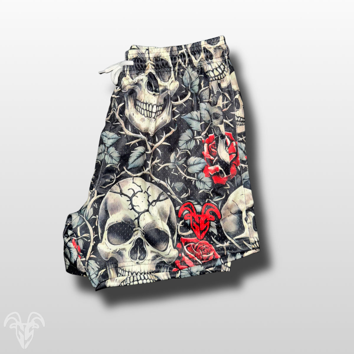 Goat Strength Final Stock – Skull and Roses 5-Inch Mesh Shorts