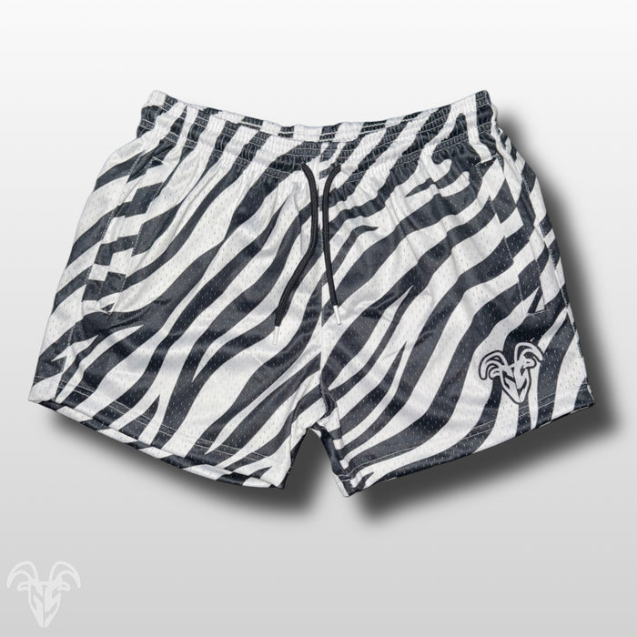 Goat Strength Final Stock – Zebra Print 5-Inch Mesh Shorts