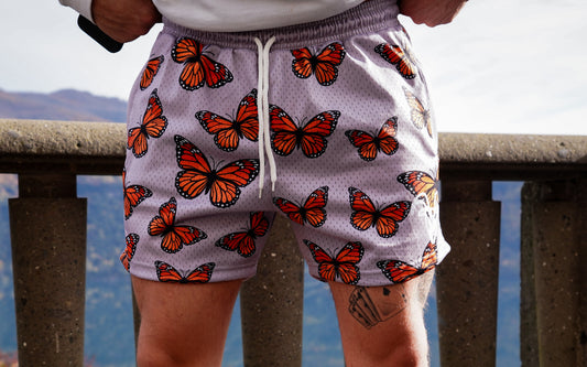 Goat Strength Final Stock – Monarch Butterfly 5-Inch Mesh Shorts