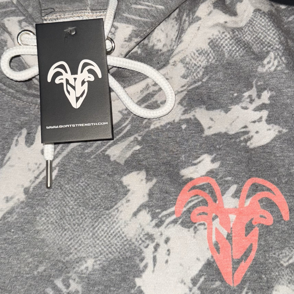 Goat Strength black scratch camo hoodie alternate view