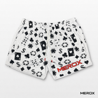 MEROX Casino 5-inch mesh shorts front view with playing cards and poker chips