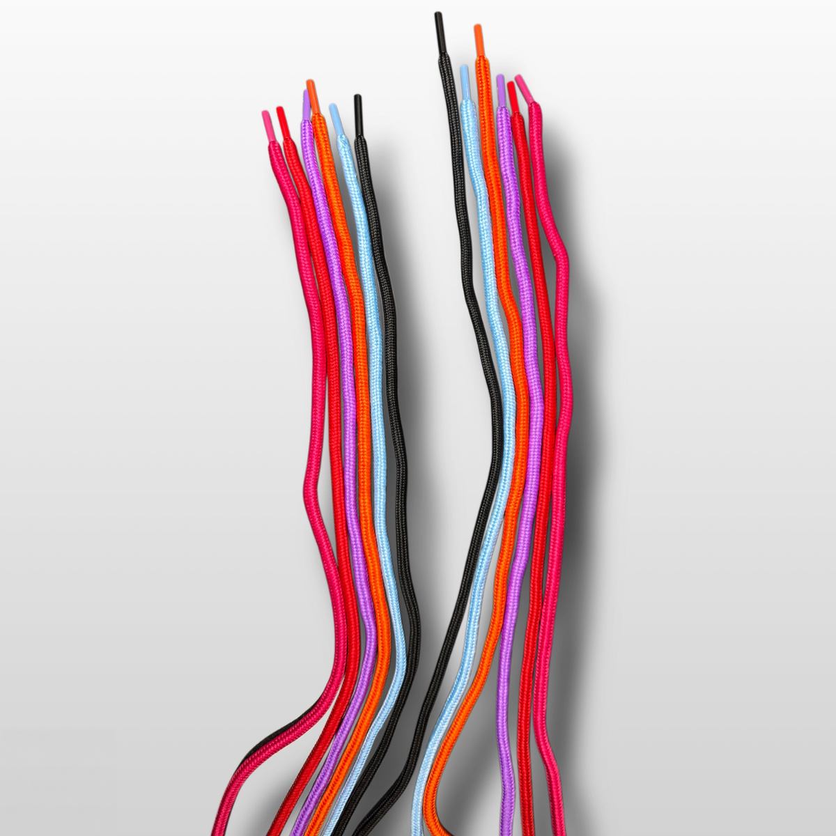 MEROX six-piece string pack with black, blue, orange, purple, red and maroon/pink cords
