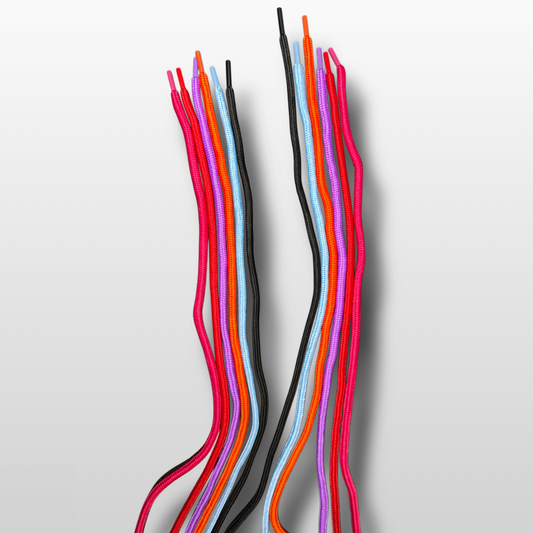 MEROX six-piece string pack with black, blue, orange, purple, red and maroon/pink cords