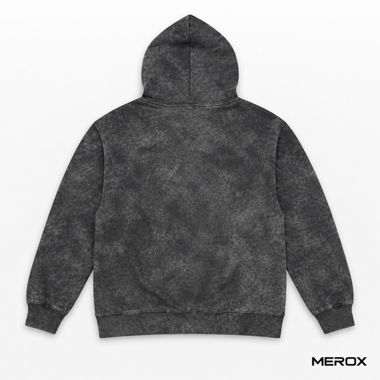 MEROX black acid wash hoodie back