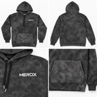 MEROX black acid wash embroidered hoodie collage with front back logo and pocket details