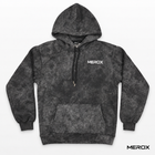 MEROX black acid wash embroidered hoodie front