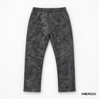 Back view of MEROX black acid wash joggers showing straight legs and open hems