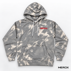MEROX black scratch camo embroidered hoodie front view