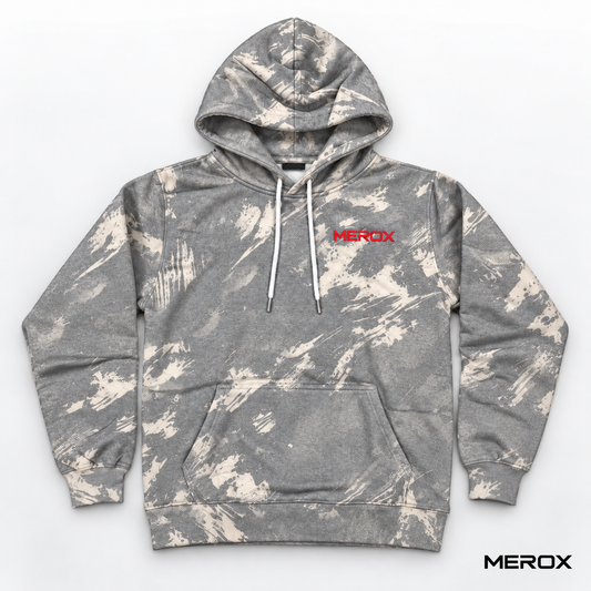 MEROX black scratch camo embroidered hoodie front view