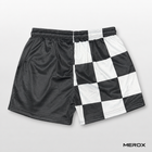 MEROX black and white checkered 5-inch mesh shorts back view