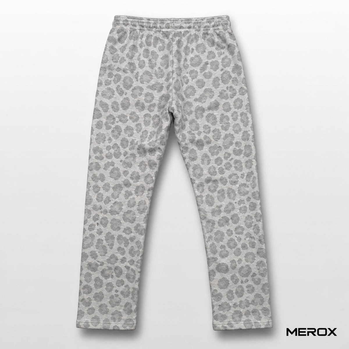 MEROX gray cheetah leopard joggers back view