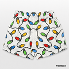 Back view of MEROX Christmas Lights mesh shorts with red green blue and yellow bulbs