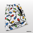 Zipper pocket detail on MEROX Christmas Lights mesh shorts