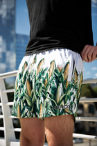 Man wearing MEROX Corn Stalk 5-inch mesh shorts