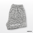 MEROX cotton gray cheetah leopard print shorts side view