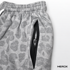 MEROX cotton gray cheetah shorts zipper pocket detail
