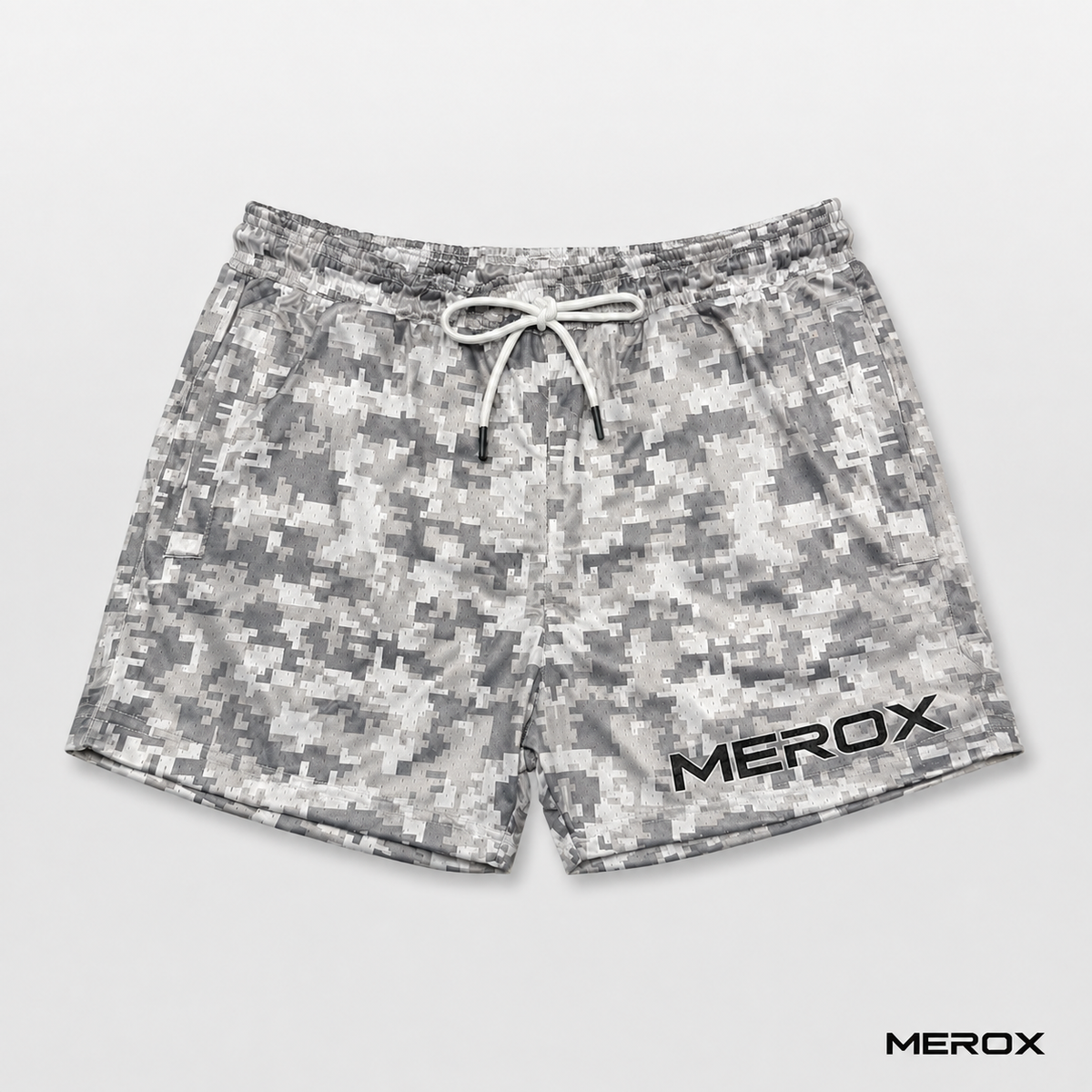 MEROX Digital Camo 5-inch mesh shorts front view