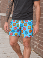 Man wearing MEROX Donut mesh shorts with approved right-wrapped logo