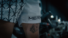 Approved male model wearing MEROX White Half Barbed Wire mesh shorts