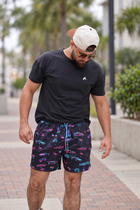 Man wearing MEROX Miami Vice 5-inch mesh shorts