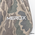 MEROX embroidered logo on Old School washed camo fabric