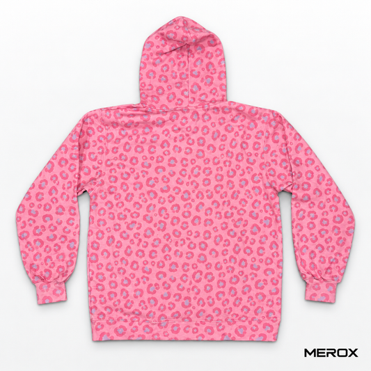 MEROX pink leopard cheetah print hoodie back view